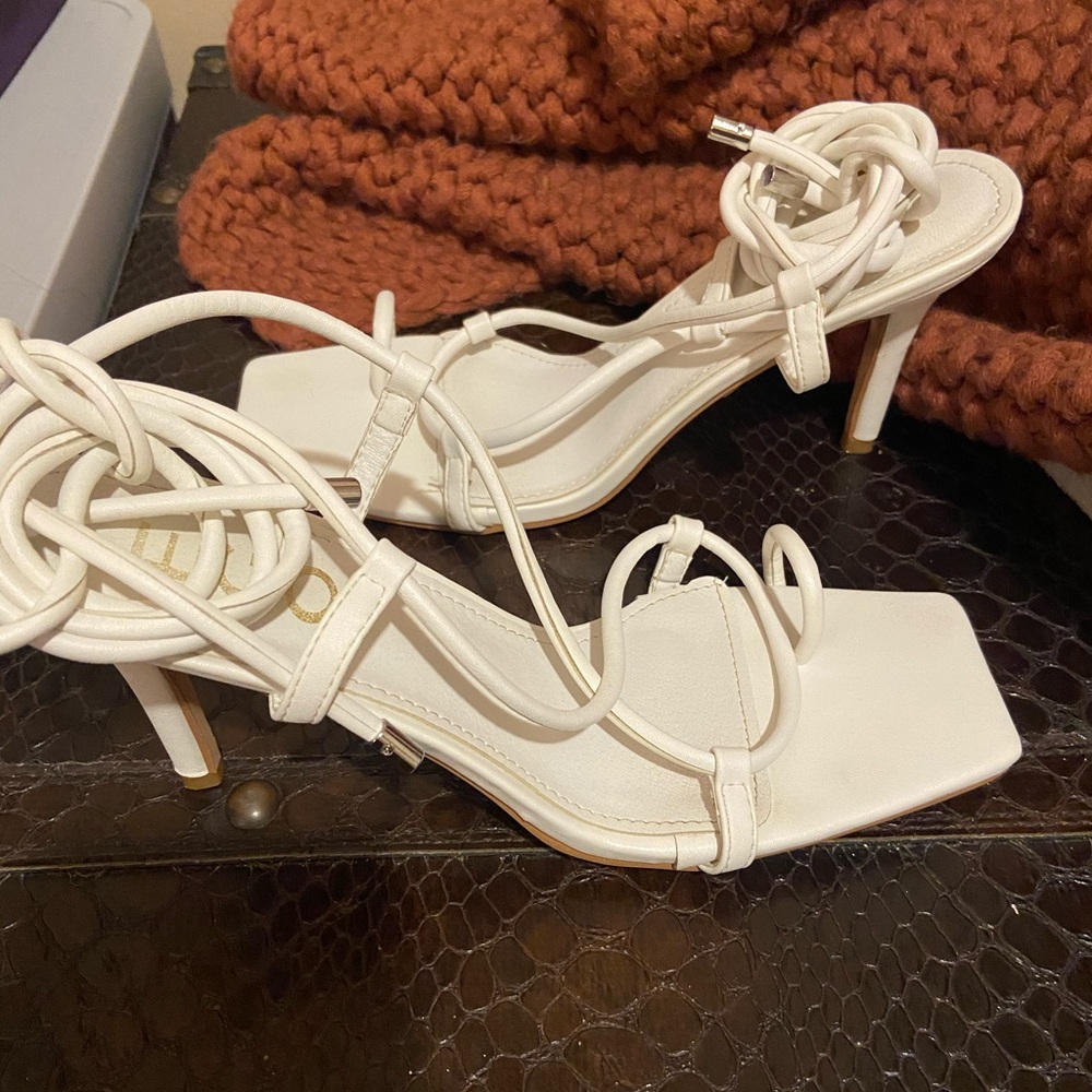 Ego brand white lace-up heel. Size 8. 2.5” heel